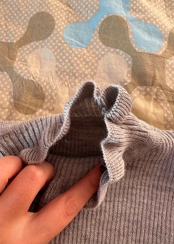 Gri Kadın Boğazlı Triko Kazak - Görsel 4