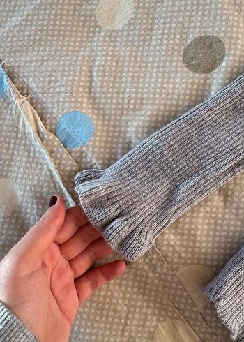 Gri Kadın Boğazlı Triko Kazak - Görsel 2