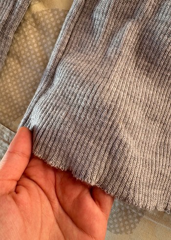 Gri Kadın Boğazlı Triko Kazak - Görsel 5