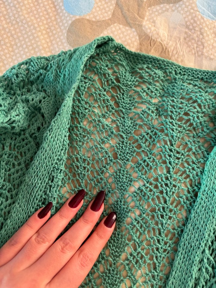 Turkuaz Örgü Bohem Kadın Hırka - Görsel 4