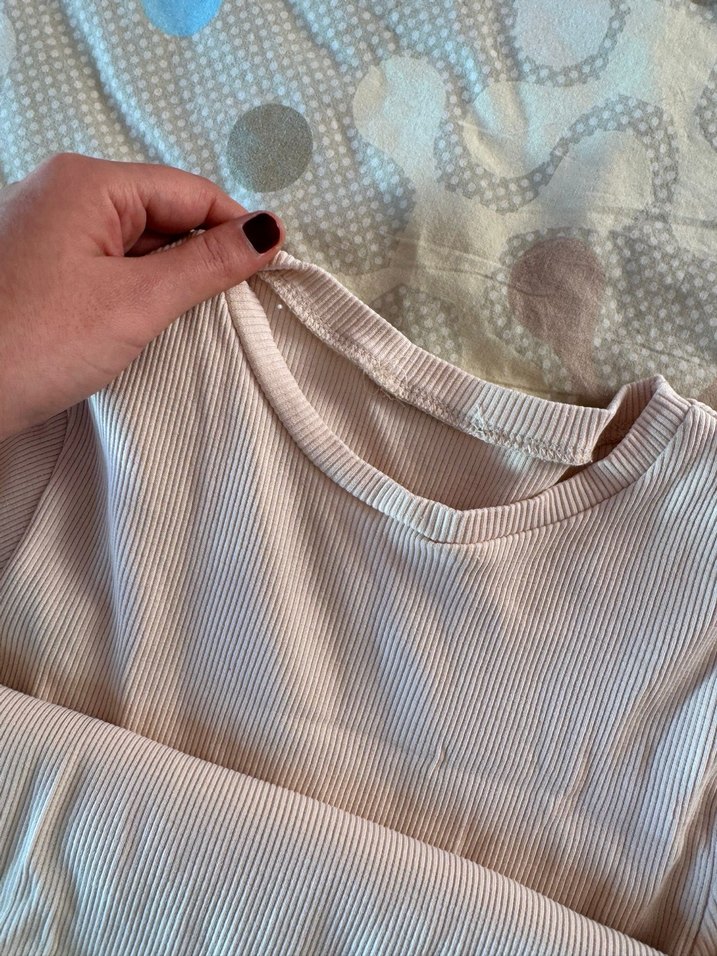 Bej Uzun Kollu Keten Elbise - Görsel 5