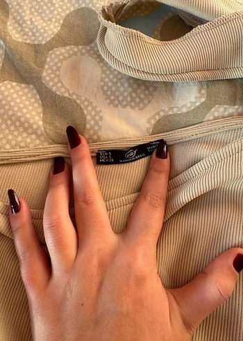 Bej Uzun Kollu Dar Kesim Kadın Elbise - Görsel 2