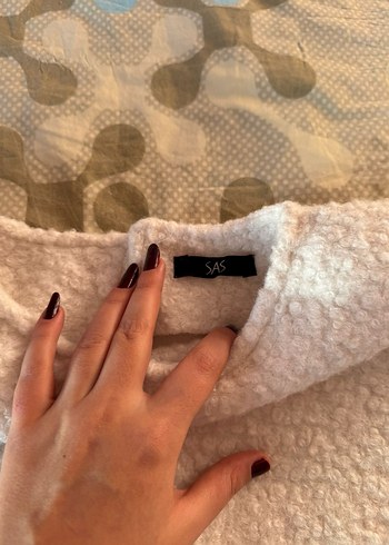 Beyaz Rahat Kesim Kadın Triko Kazak - Görsel 3