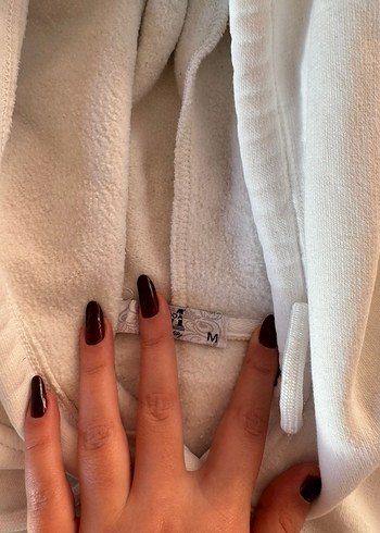 Kadın beyaz Kapüşonlu Sweatshirt - Görsel 6