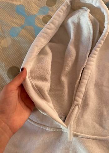 Kadın beyaz Kapüşonlu Sweatshirt - Görsel 5