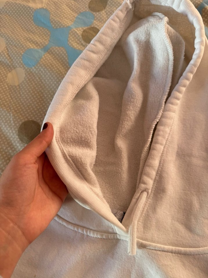 Kadın beyaz Kapüşonlu Sweatshirt - Görsel 5