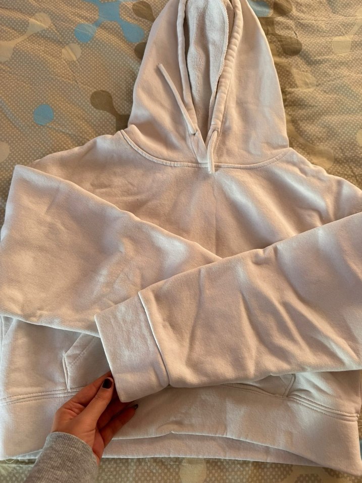 Kadın beyaz Kapüşonlu Sweatshirt - Görsel 3