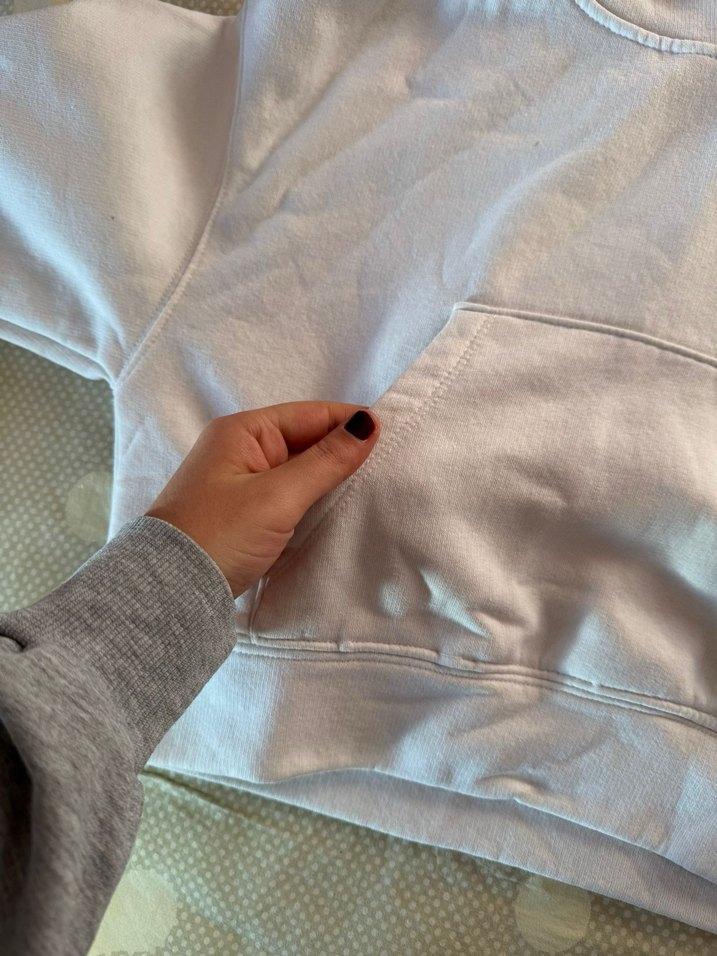 Kadın beyaz Kapüşonlu Sweatshirt - Görsel 2