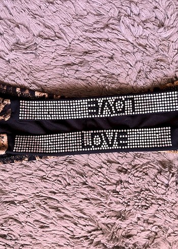 xs Beden kahverengi Renk Taşlı Leopar Desenli Kadın bikini altı