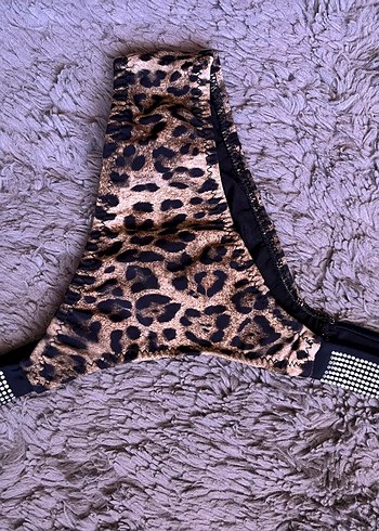 Taşlı Leopar Desenli Kadın bikini altı