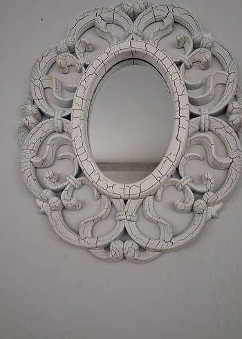 Diğer Beyaz Eskitme Oval Dekoratif Ayna 20 cm