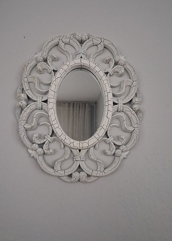 Beden Beyaz Eskitme Oval Dekoratif Ayna 20 cm