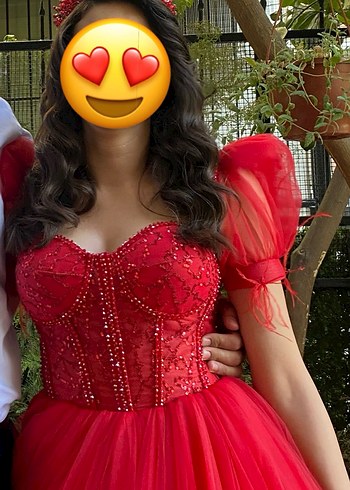 Kırmızı Straplez Payetli Midi Bindallı Elbise - Görsel 3