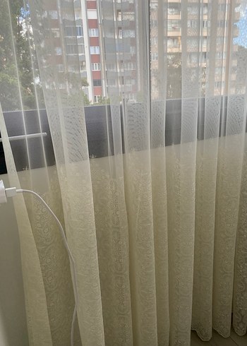 İşlemeli Beyaz Bohem Tül Perde - Görsel 4