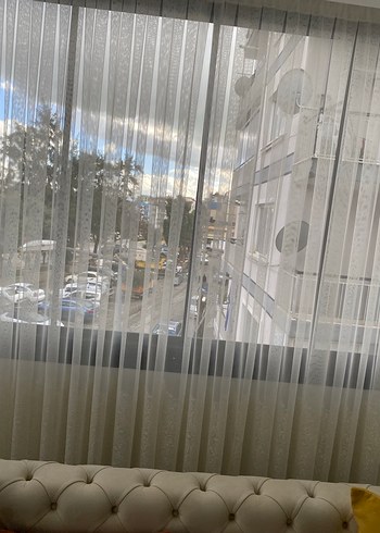 İşlemeli Beyaz Bohem Tül Perde - Görsel 5