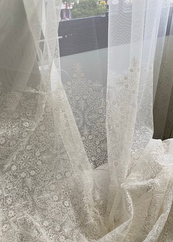 İşlemeli Beyaz Bohem Tül Perde - Görsel 2