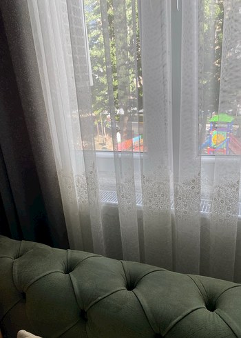 İşlemeli Beyaz Bohem Tül Perde - Görsel 6