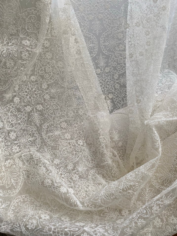İşlemeli Beyaz Bohem Tül Perde - Görsel 3