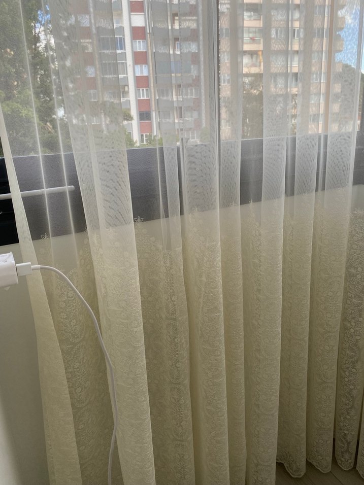 İşlemeli Beyaz Bohem Tül Perde - Görsel 4