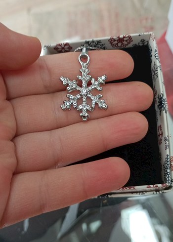Beyaz Kar Tanesi Kolye ve küpe - Görsel 2