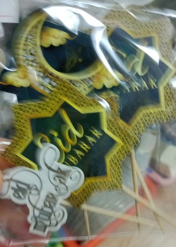 Altın Renkli Eid Mubarak Parti Süsleri - Görsel 3