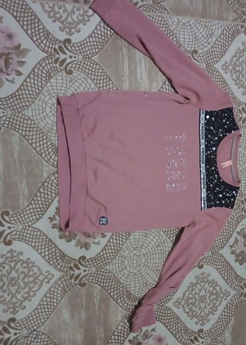 Pembe Pul Detaylı Kız Sweatshirt - Görsel 2