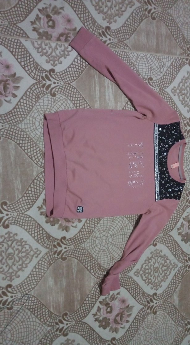 Pembe Pul Detaylı Kız Sweatshirt - Görsel 2