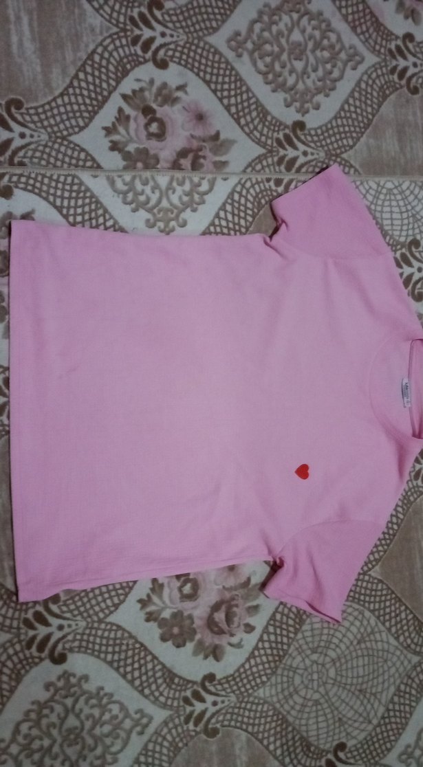 Pembe Pamuklu Kısa Kollu Tişört - Görsel 2