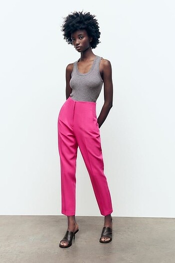 Etiketli Zara Fuşya Pembe Pantolon