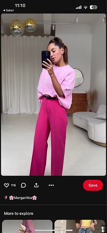 Etiketli Zara Fuşya Pembe Pantolon - Görsel 6