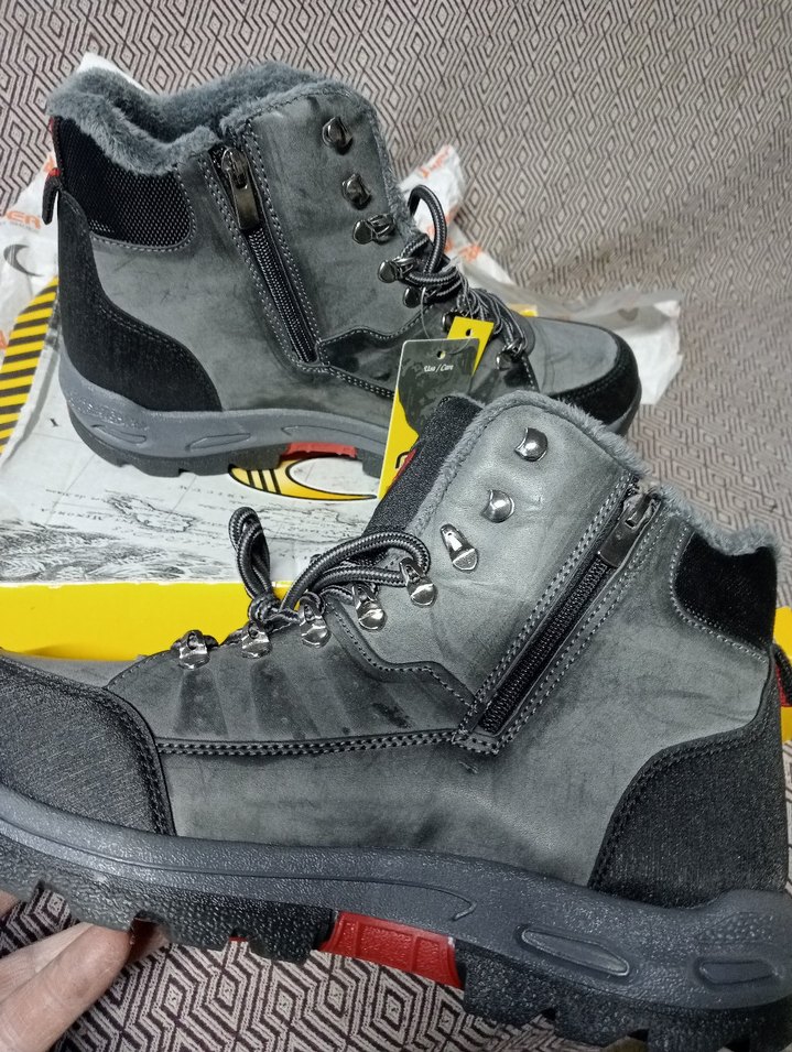 Gri Erkek Outdoor bot fermuarlı kavcuk tabanli - Görsel 4