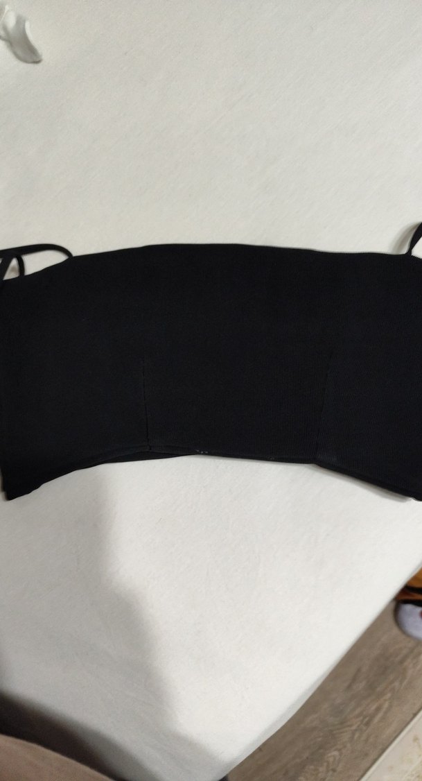 Kadın Siyah Süet Strappy Midi Bustier - Görsel 3