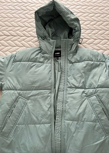 Su yeşili rengi kadın şişme mont - Görsel 2