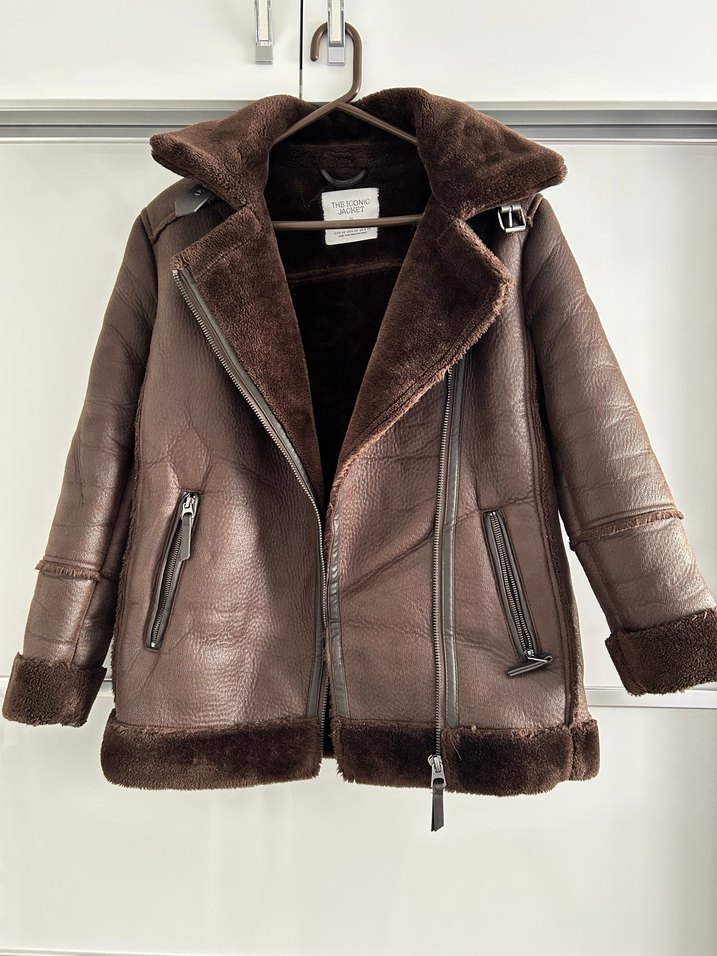 Acı Kahve Rengi Kadın Deri Ceket - Görsel 4