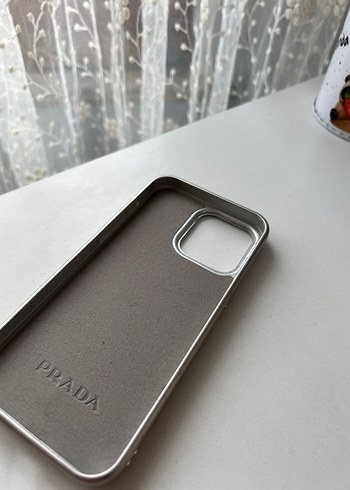 Gri Parlak Taşlı Prada Telefon Kılıfı - Görsel 2