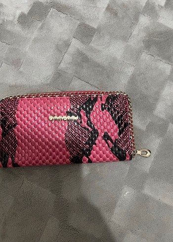Fermuarlı Pembe Yılan Derisi Desenli Kadın Cüzdanı - Görsel 2