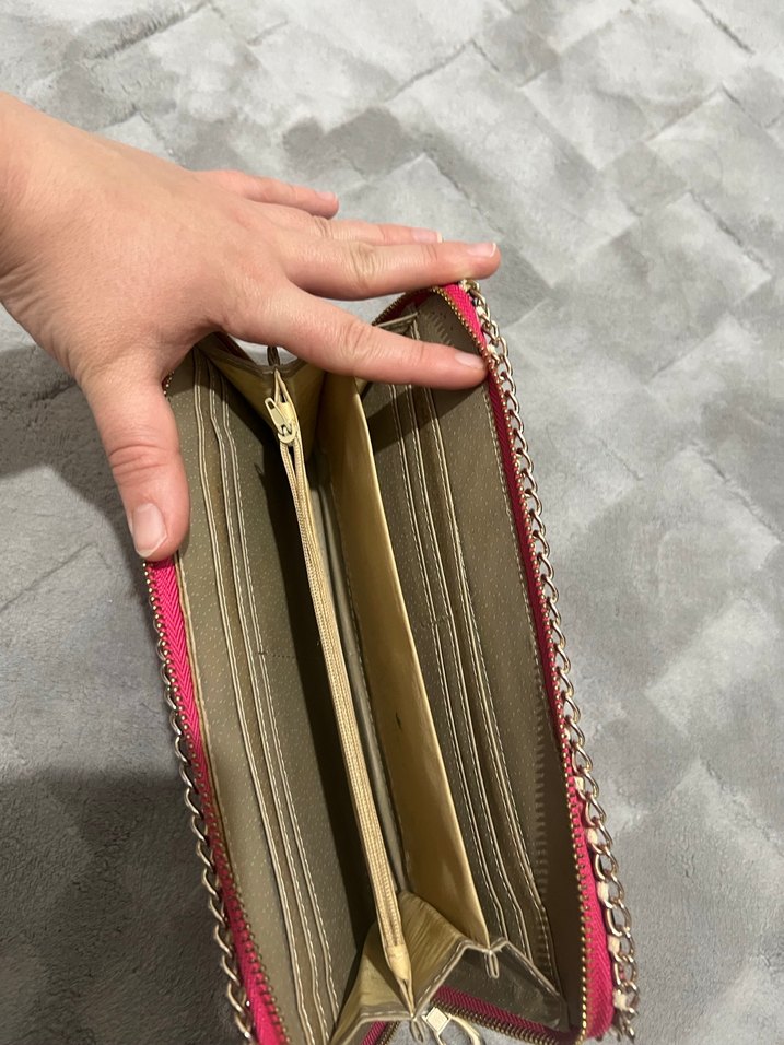 Fermuarlı Pembe Yılan Derisi Desenli Kadın Cüzdanı - Görsel 3