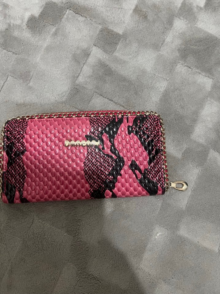 Fermuarlı Pembe Yılan Derisi Desenli Kadın Cüzdanı - Görsel 2