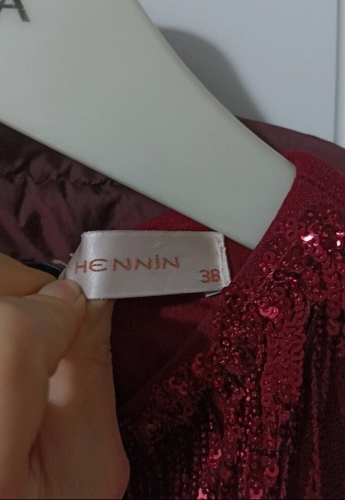 Bordo Uzun Kollu Drapeli Abiye Elbise - Görsel 4