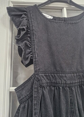 Omuzu fırfırlı Kot jile Elbise (Antrasit)  - Görsel 5