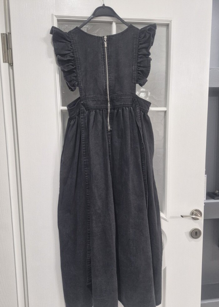 Omuzu fırfırlı Kot jile Elbise (Antrasit)  - Görsel 4