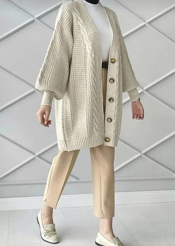 Kadın kışlık saç örgü kısa triko Hırka - Görsel 2