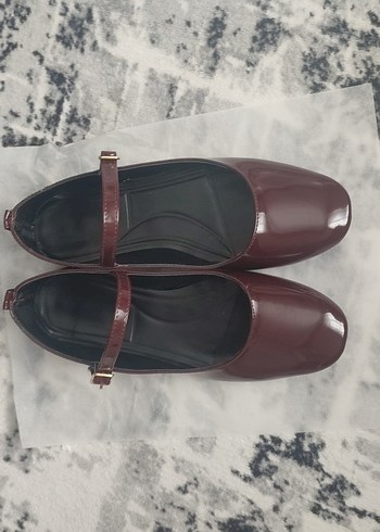36 Beden Bordo Tokalı Kadın Topuklu Babet