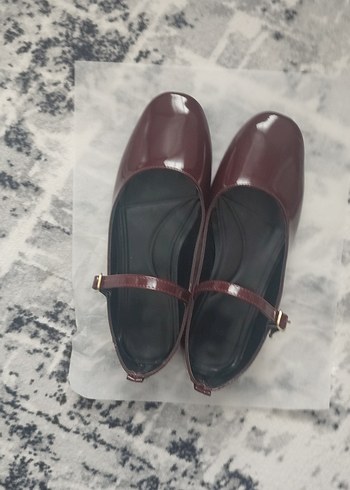 Bordo Tokalı Kadın Topuklu Babet