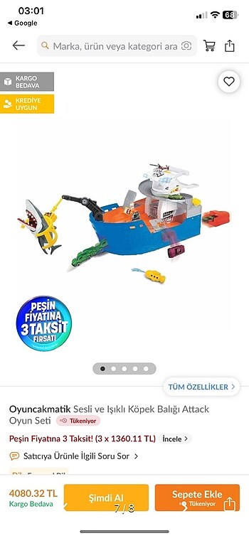 Sesli Ve ışıklı köpek balığı attack oyun seti - Görsel 7