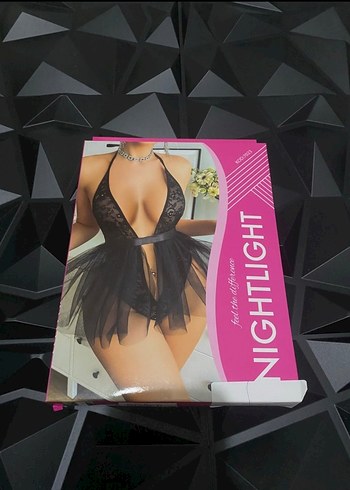 Tül Etekli Siyah Dantel Fantazi Body - Görsel 2