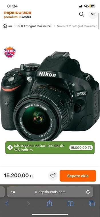 Nikon d5200 dslr fotoğraf makinesi