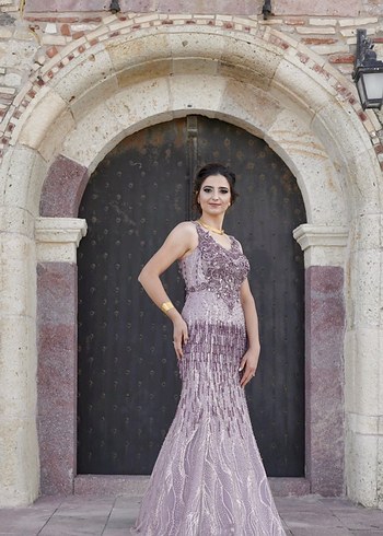 Lavanta Rengi El işçiliği İthal Abiye - Görsel 3