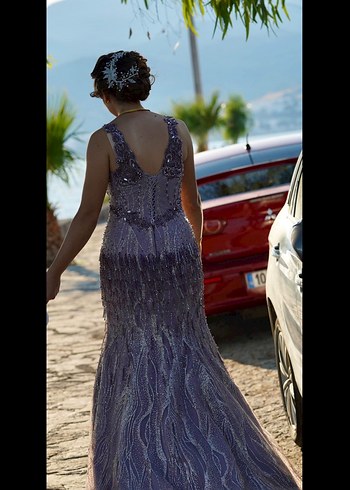 Lavanta Rengi El işçiliği İthal Abiye - Görsel 5