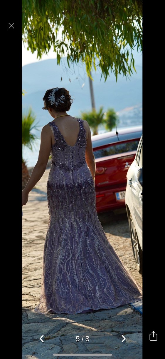 Lavanta Rengi El işçiliği İthal Abiye - Görsel 5